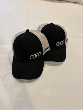 Audi Black Mesh Trucker Cap - Embroidered Rings